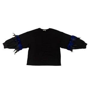 Black Sweater Top with Feathers.